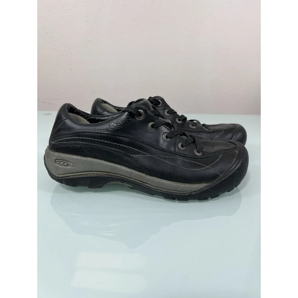KEEN Black Leather Walking Shoes Men's 7 Lace Up Comfort Casual